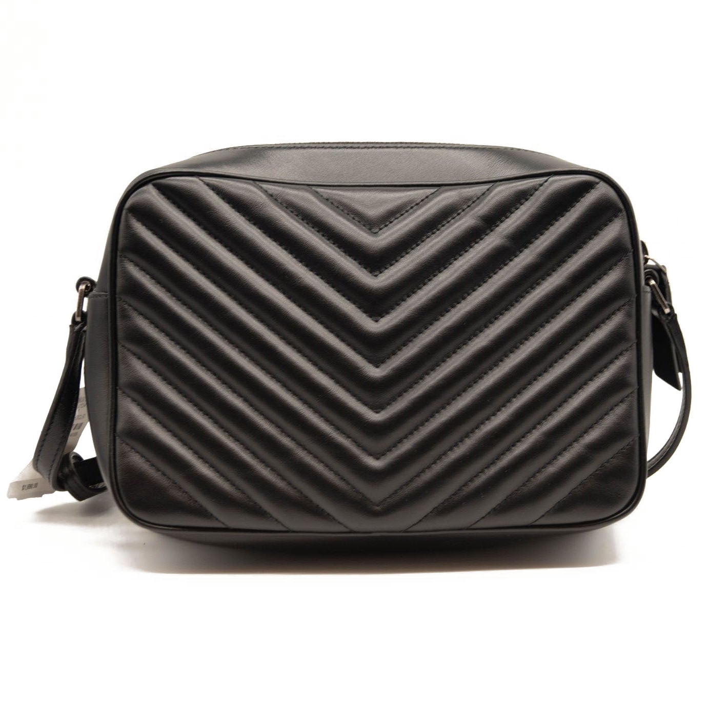 NEW Saint Laurent Lou Camera Medium Zip Leather Shoulder Bag Silver