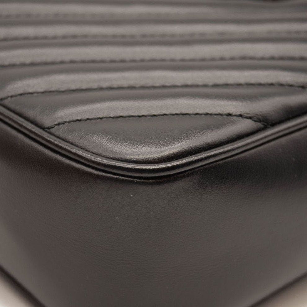 NEW Saint Laurent Lou Camera Medium Zip Leather Shoulder Bag Silver