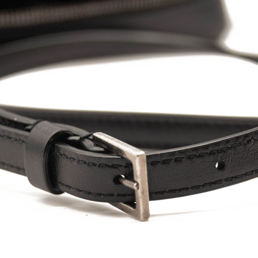 NEW Saint Laurent Lou Camera Medium Zip Leather Shoulder Bag Silver