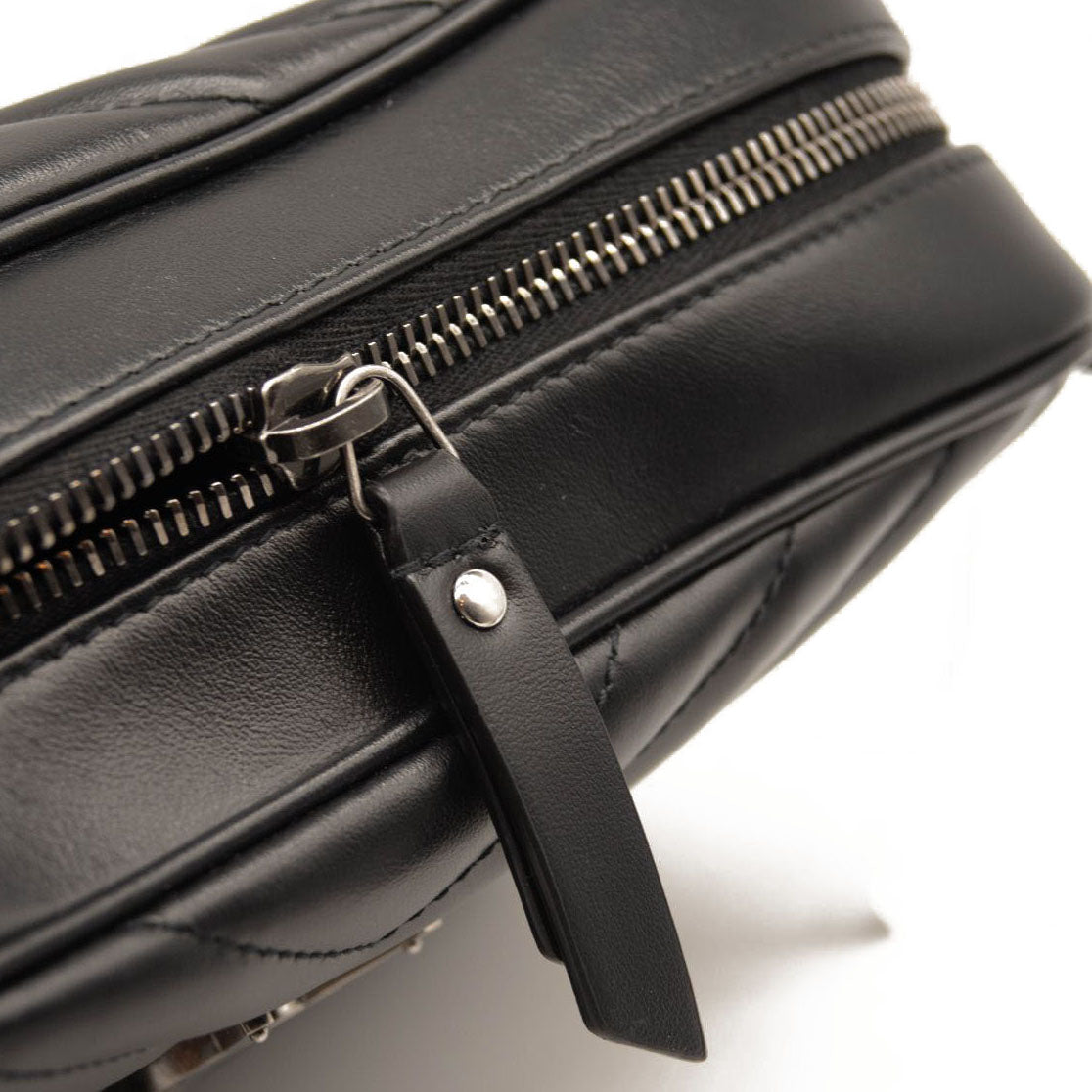 NEW Saint Laurent Lou Camera Medium Zip Leather Shoulder Bag Silver