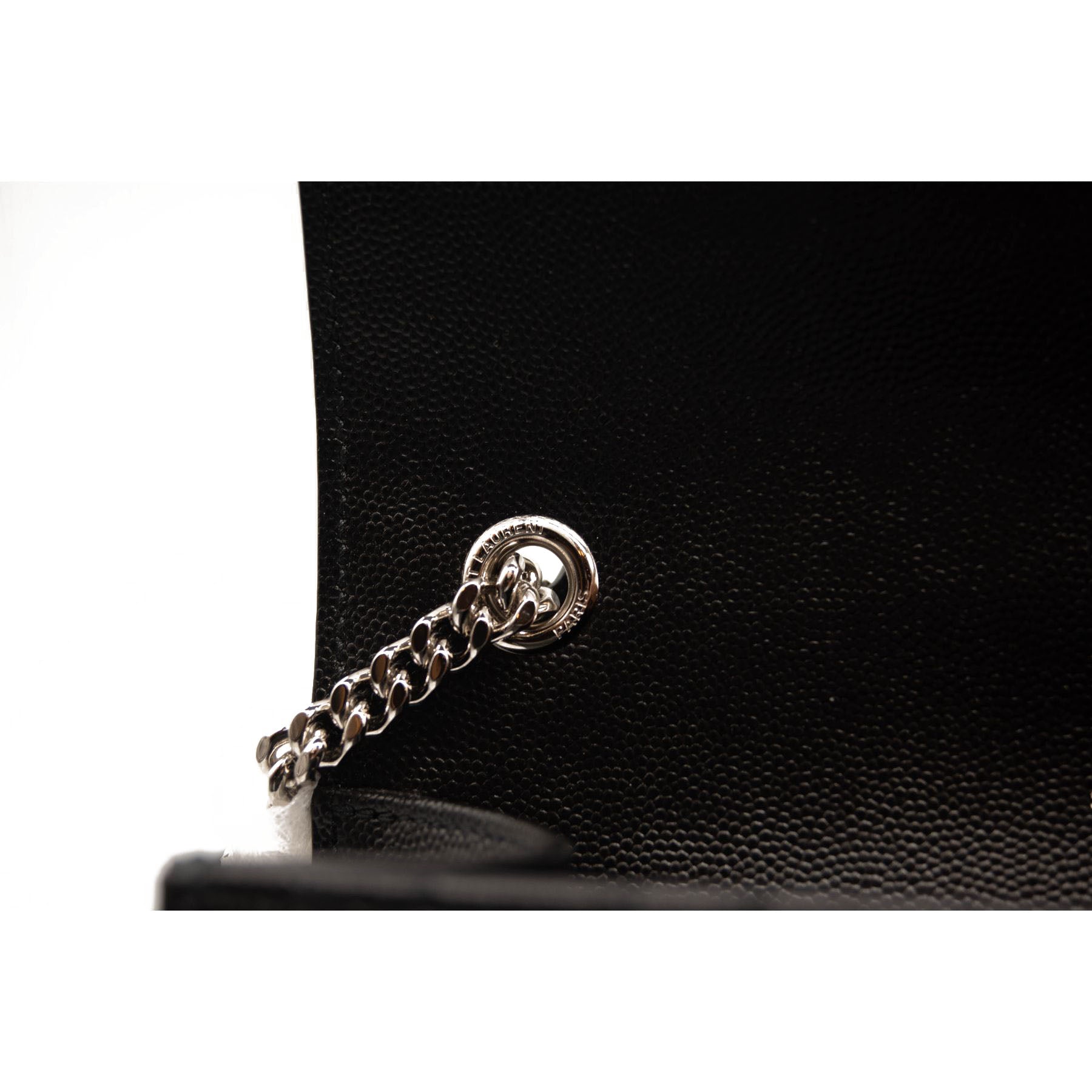 NEW SAINT LAURENT Grain De Poudre Textured Mixed Matelasse Triquilt Small Monogram Satchel Black