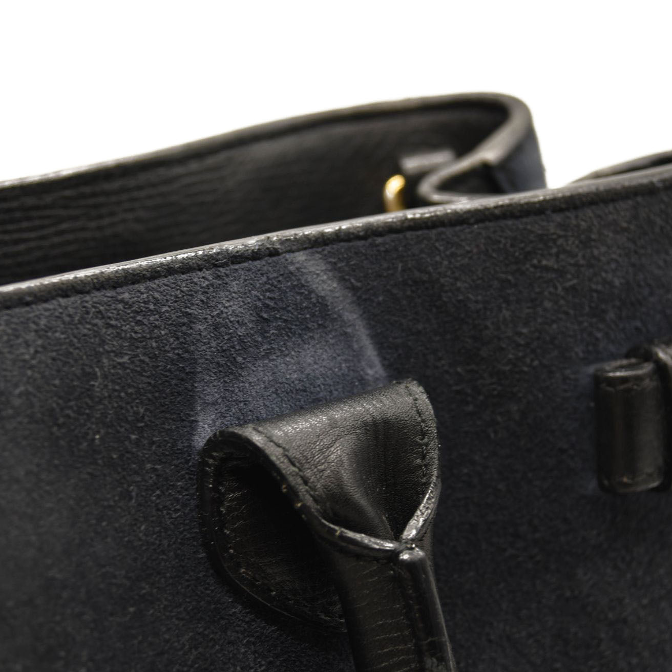 BURBERRY Suede House Check Medium Banner Tote Ink Blue