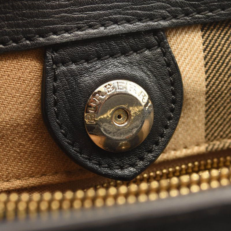 BURBERRY Suede House Check Medium Banner Tote Ink Blue