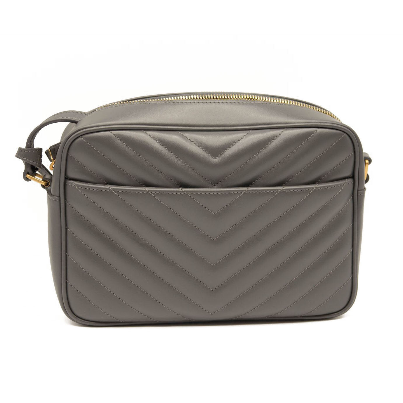 NEW Saint Laurent Grey Matelasse Leather Medium Monogram Lou Camera Crossbody Bag