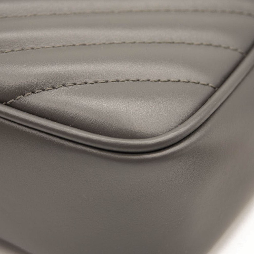 NEW Saint Laurent Grey Matelasse Leather Medium Monogram Lou Camera Crossbody Bag