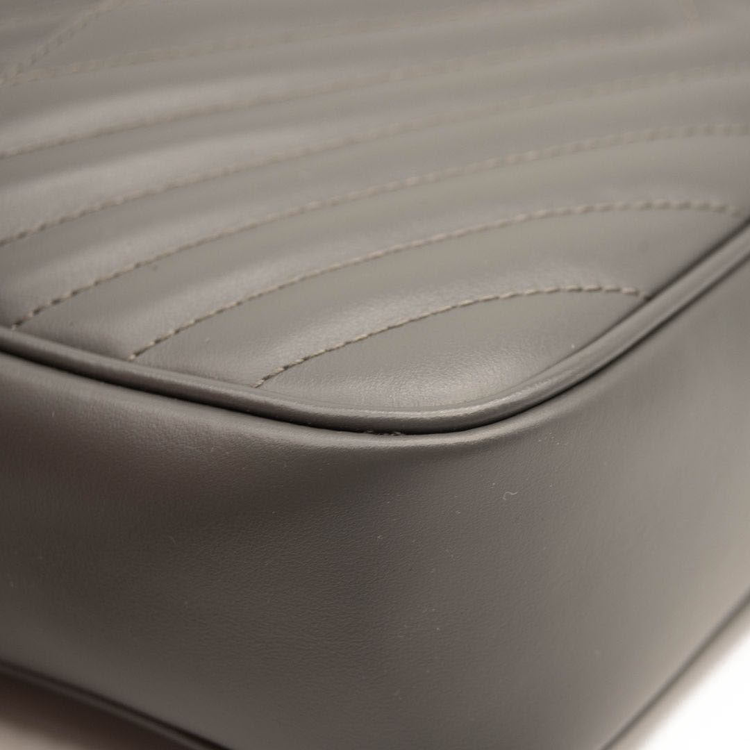 NEW Saint Laurent Grey Matelasse Leather Medium Monogram Lou Camera Crossbody Bag