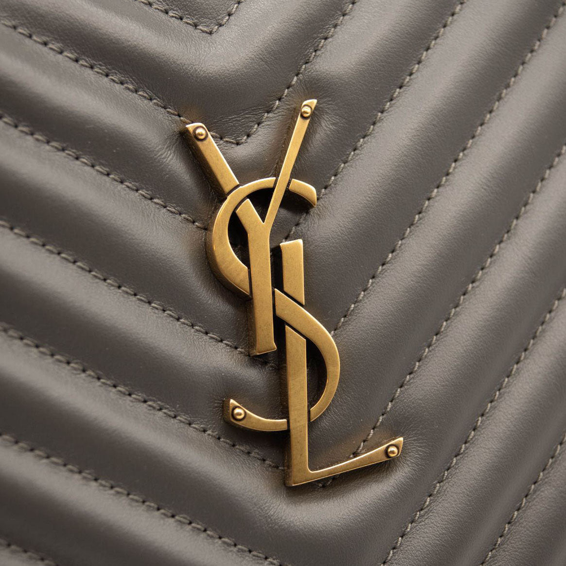 NEW Saint Laurent Grey Matelasse Leather Medium Monogram Lou Camera Crossbody Bag