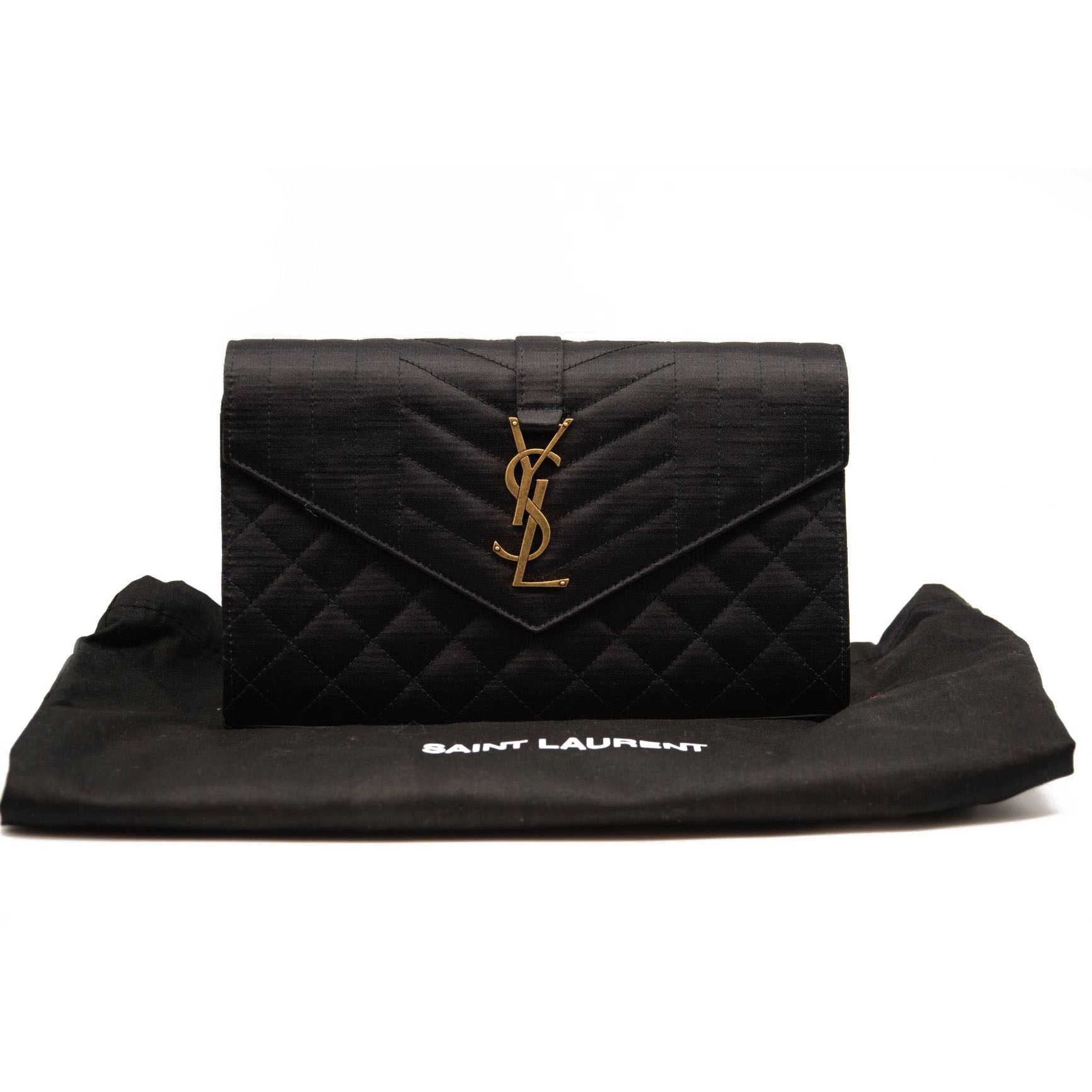 NEW Saint Laurent Envelope Chain Wallet in Mix Matelasse Satin Crossbody
