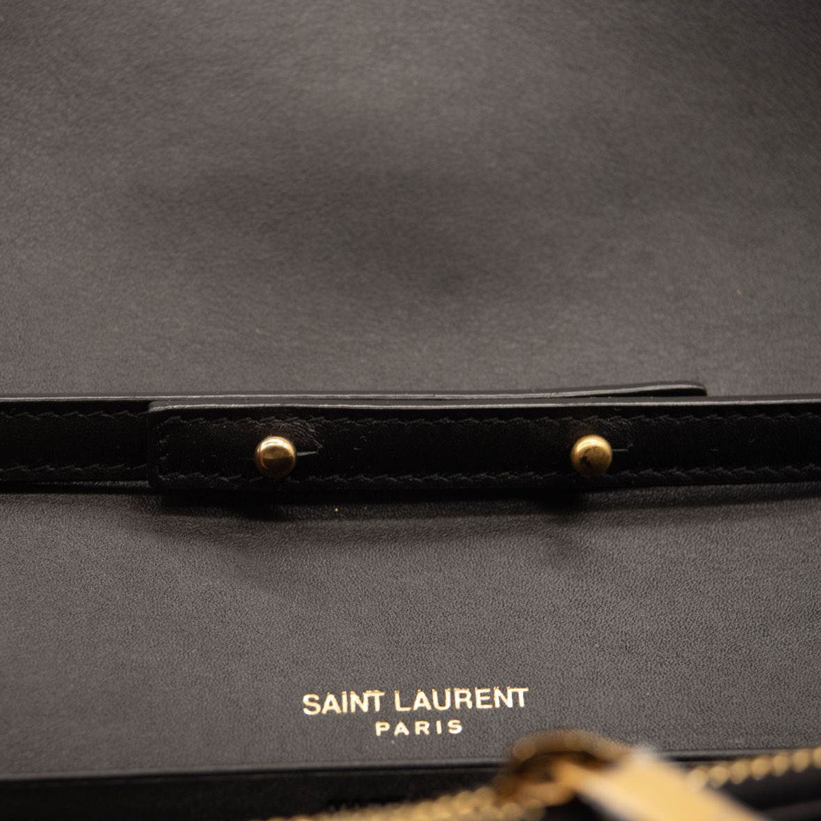 NEW Saint Laurent Envelope Chain Wallet in Mix Matelasse Satin Crossbody