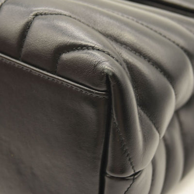 SAINT LAURENT Calfskin Y Quilted Monogram Medium Loulou Chain Satchel Black