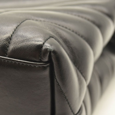 SAINT LAURENT Calfskin Y Quilted Monogram Medium Loulou Chain Satchel Black