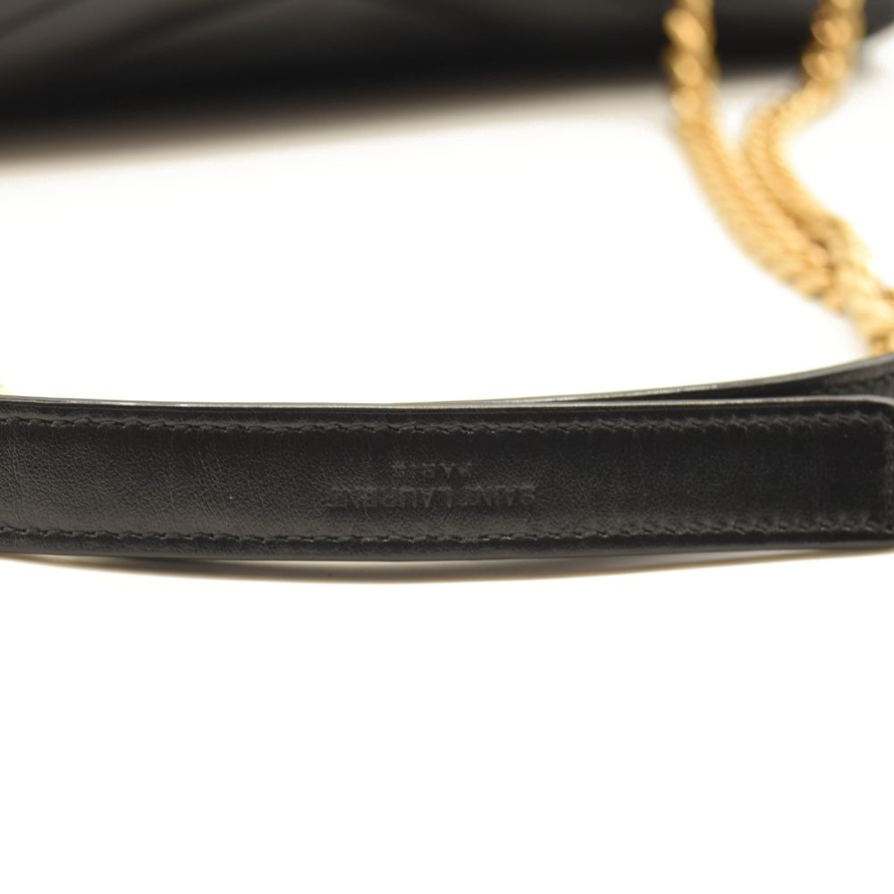 SAINT LAURENT Calfskin Y Quilted Monogram Medium Loulou Chain Satchel Black