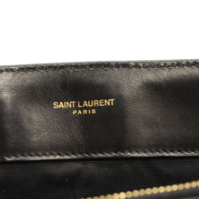 SAINT LAURENT Calfskin Y Quilted Monogram Medium Loulou Chain Satchel Black