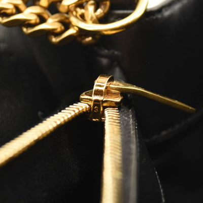 SAINT LAURENT Calfskin Y Quilted Monogram Medium Loulou Chain Satchel Black