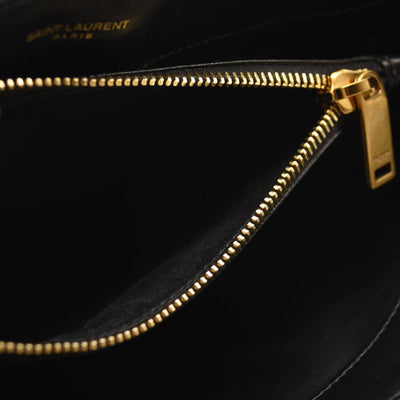 SAINT LAURENT Calfskin Y Quilted Monogram Medium Loulou Chain Satchel Black