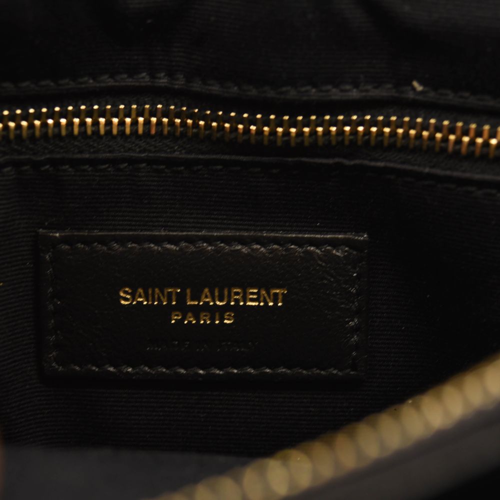 SAINT LAURENT Calfskin Y Quilted Monogram Medium Loulou Chain Satchel Black