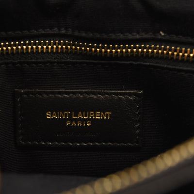 SAINT LAURENT Calfskin Y Quilted Monogram Medium Loulou Chain Satchel Black
