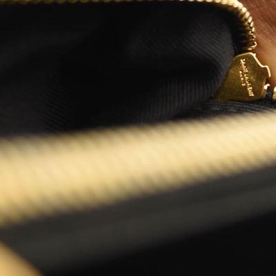 SAINT LAURENT Calfskin Y Quilted Monogram Medium Loulou Chain Satchel Black