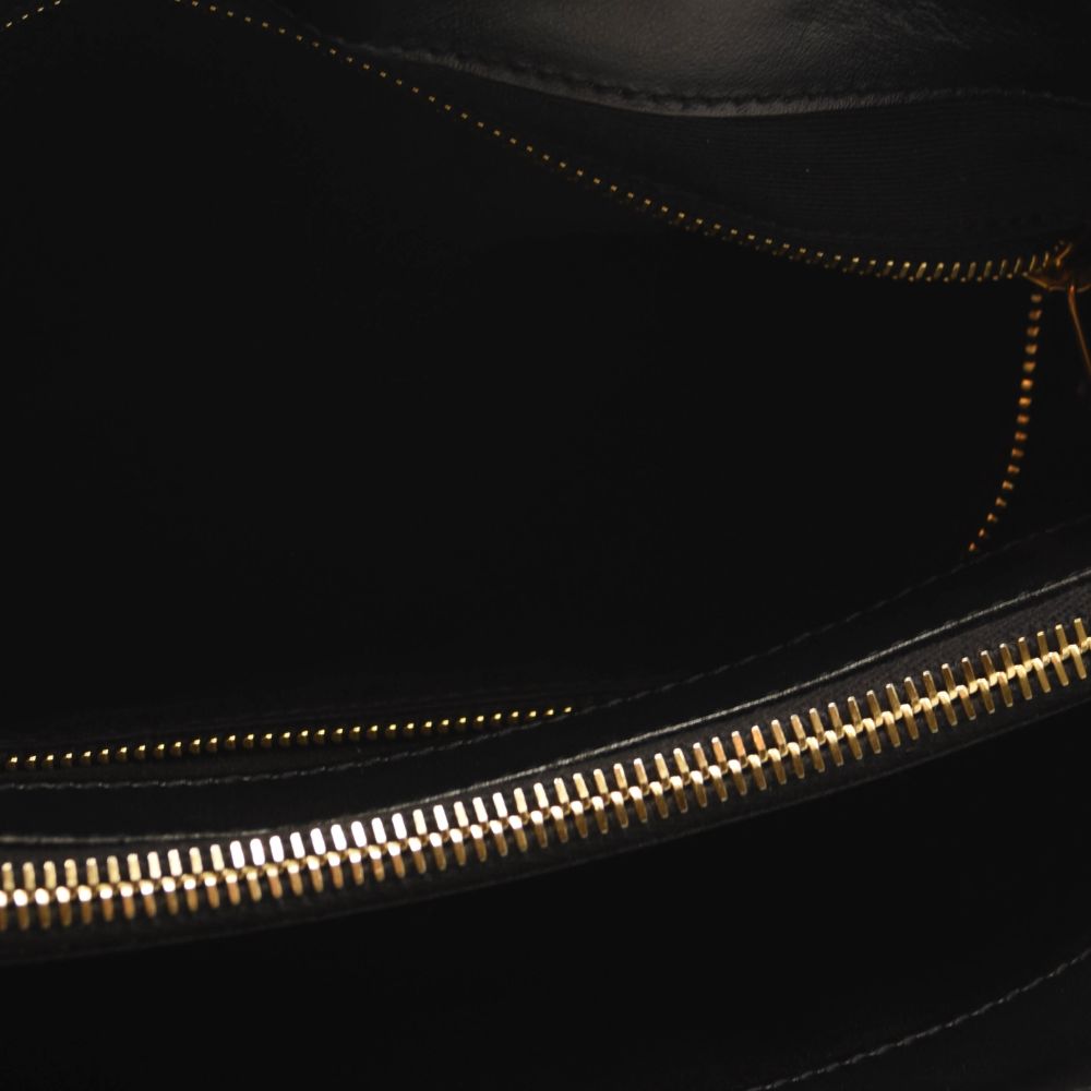 SAINT LAURENT Calfskin Y Quilted Monogram Medium Loulou Chain Satchel Black