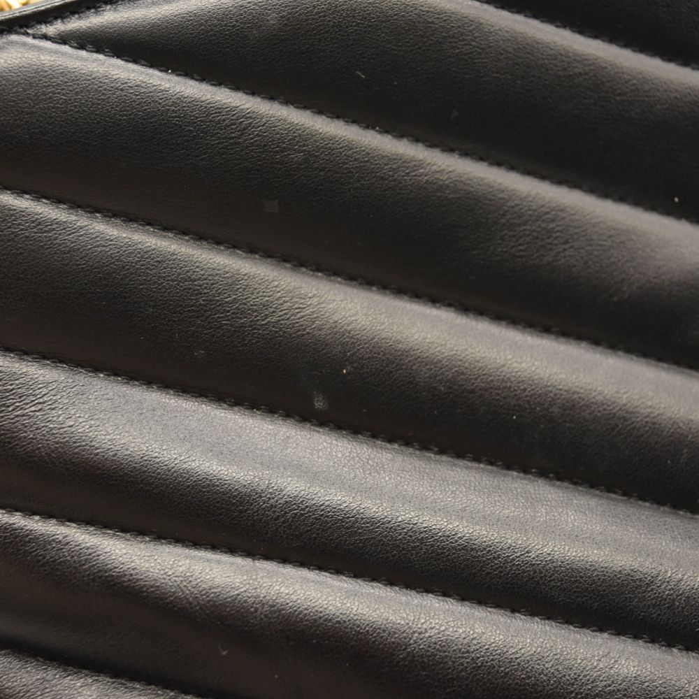 SAINT LAURENT Calfskin Y Quilted Monogram Medium Loulou Chain Satchel Black