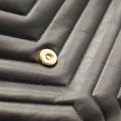 SAINT LAURENT Calfskin Y Quilted Monogram Medium Loulou Chain Satchel Black