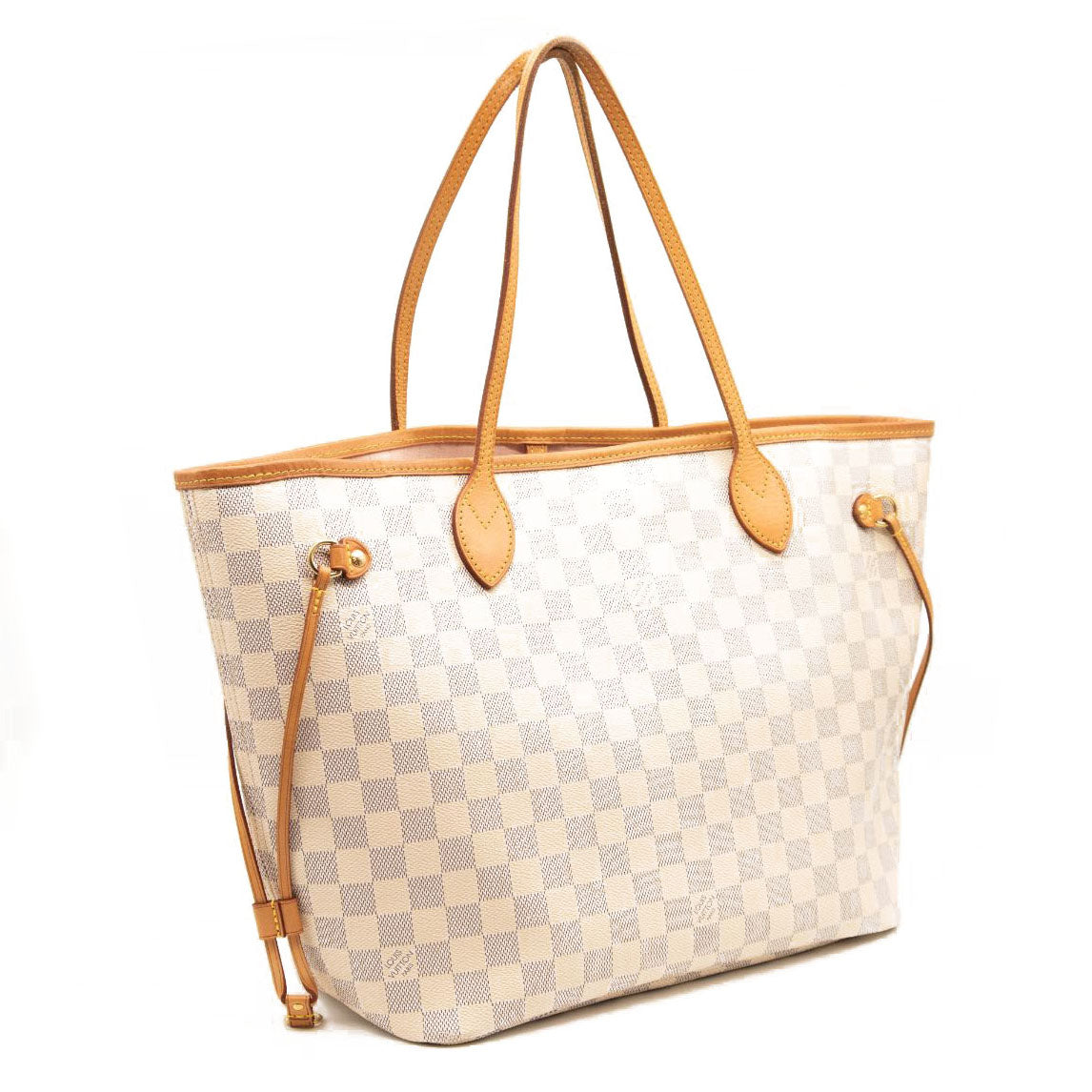 LOUIS VUITTON Damier Azur Neverfull MM Rose Ballerine USED FL3158