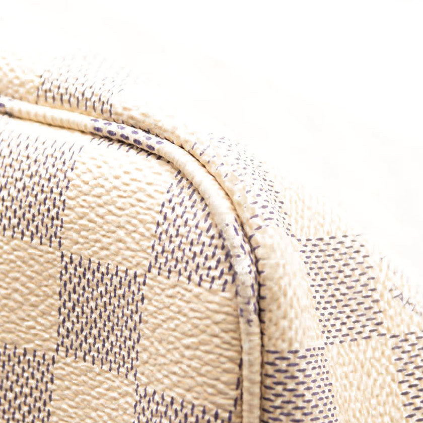 LOUIS VUITTON Damier Azur Neverfull MM Rose Ballerine USED FL3158
