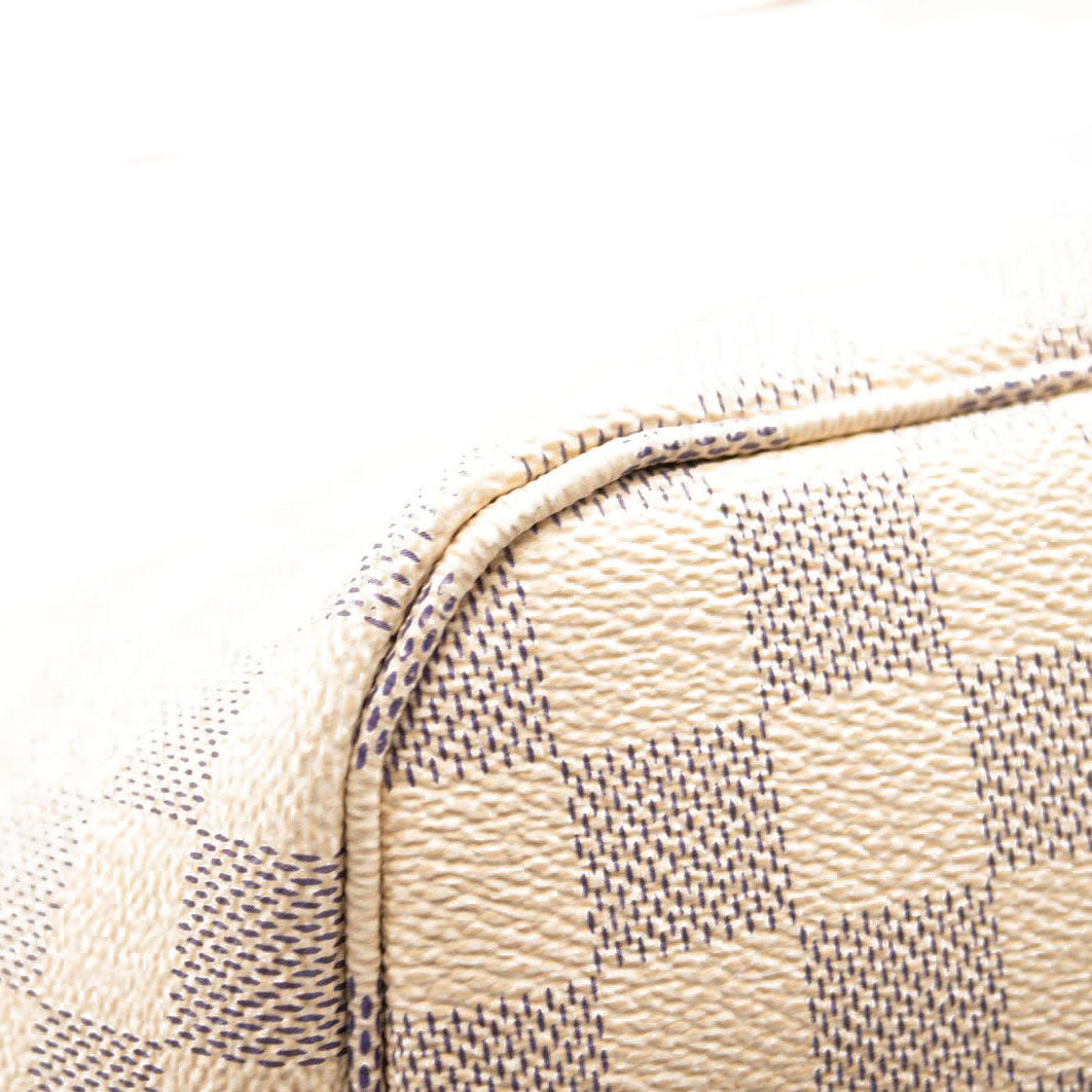 LOUIS VUITTON Damier Azur Neverfull MM Rose Ballerine USED FL3158