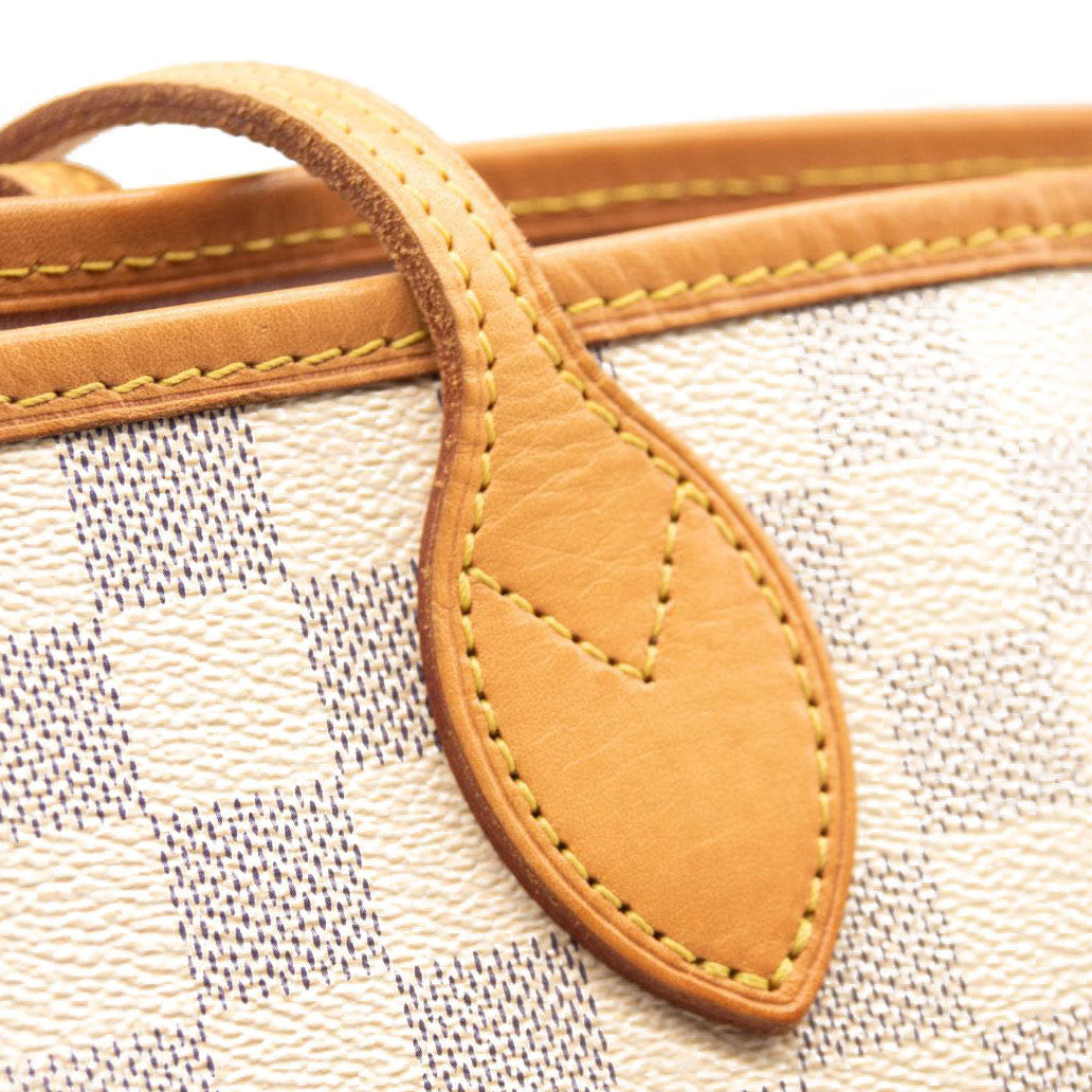 LOUIS VUITTON Damier Azur Neverfull MM Rose Ballerine USED FL3158