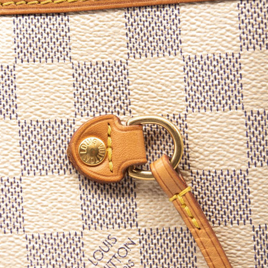 LOUIS VUITTON Damier Azur Neverfull MM Rose Ballerine USED FL3158
