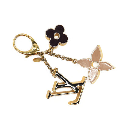 LOUIS VUITTON Metal Enamel Fleur De Monogram Bag Charm Dore