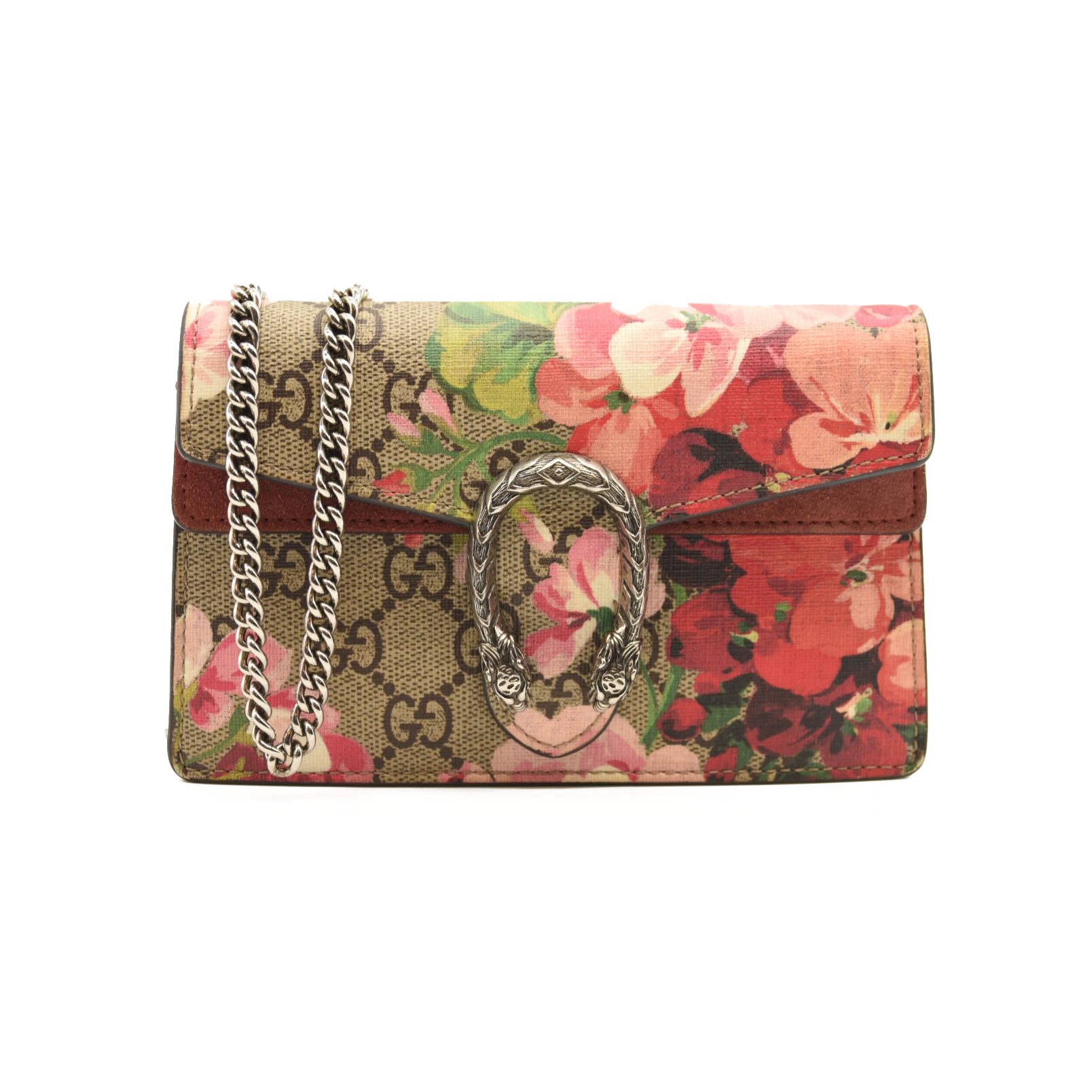 GUCCI GG Supreme Monogram Blooms Super Mini Dionysus Shoulder Bag Beige  Multicolor Dry Rose