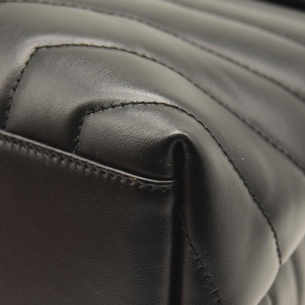 NEW SAINT LAURENT Calfskin Y Quilted Monogram Medium Loulou Chain Satchel Black