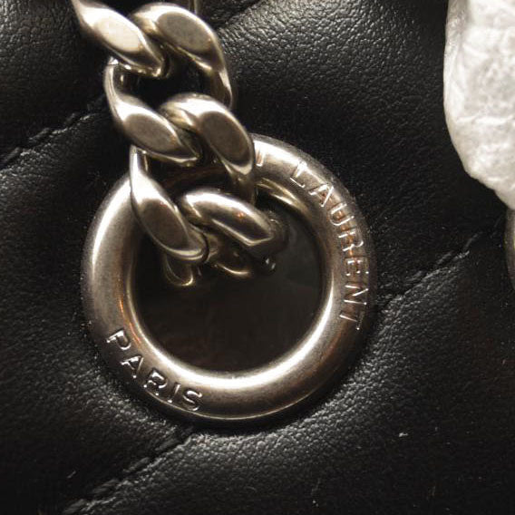 NEW SAINT LAURENT Calfskin Y Quilted Monogram Medium Loulou Chain Satchel Black