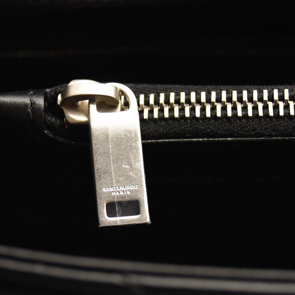 NEW SAINT LAURENT Calfskin Y Quilted Monogram Medium Loulou Chain Satchel Black