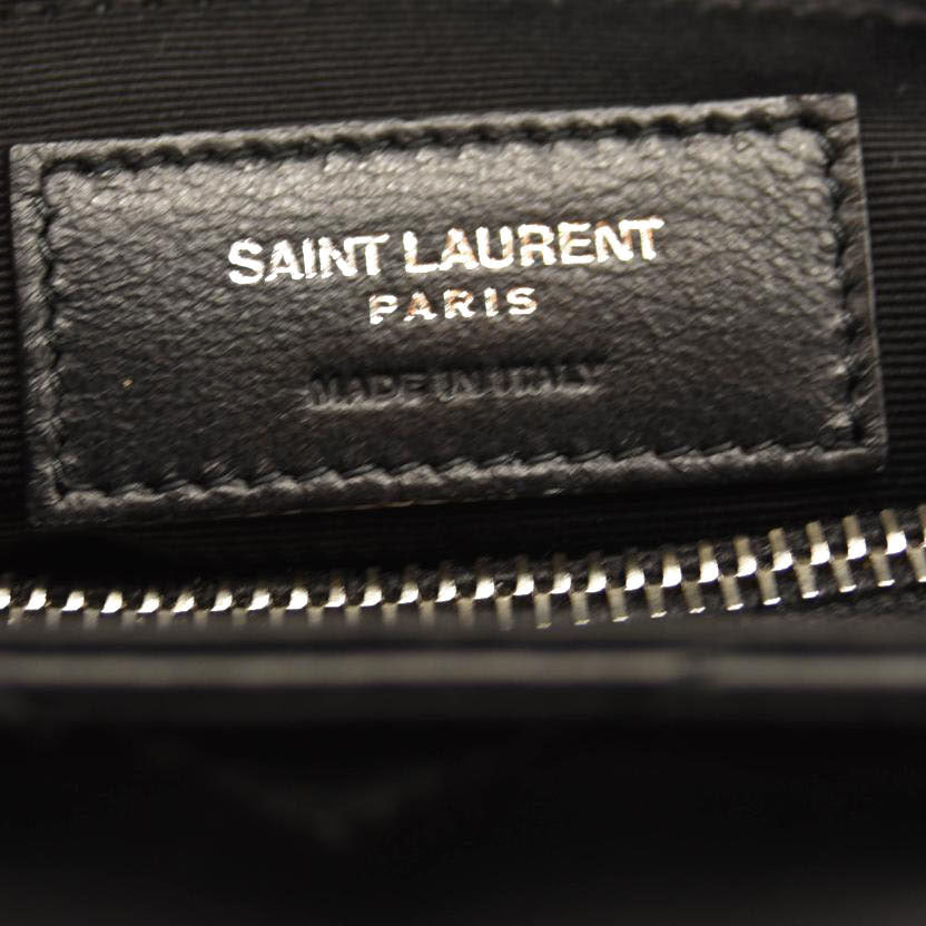 NEW SAINT LAURENT Calfskin Y Quilted Monogram Medium Loulou Chain Satchel Black