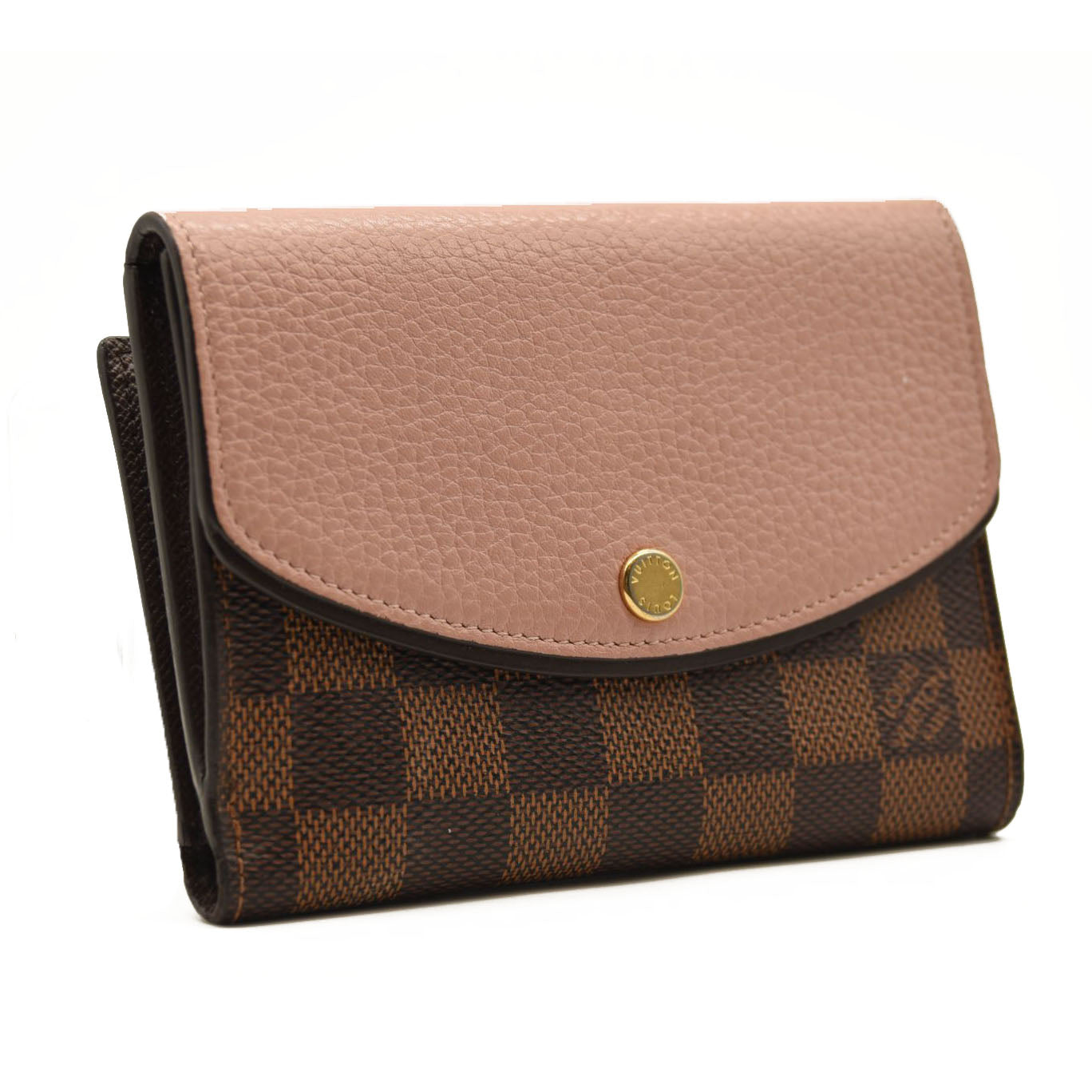 LOUIS VUITTON Damier Ebene Normandy Compact Wallet Pink