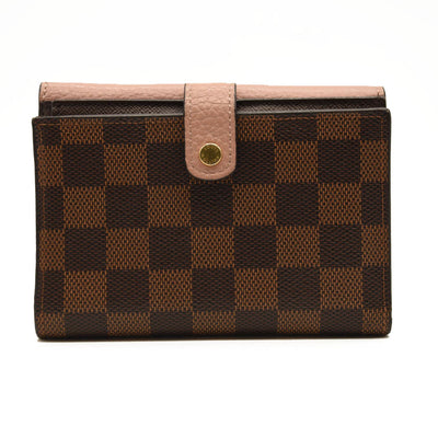 LOUIS VUITTON Damier Ebene Normandy Compact Wallet Pink