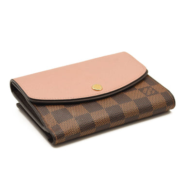 LOUIS VUITTON Damier Ebene Normandy Compact Wallet Pink