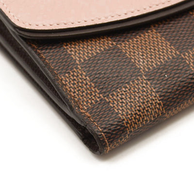 LOUIS VUITTON Damier Ebene Normandy Compact Wallet Pink