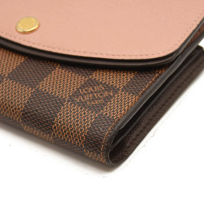 LOUIS VUITTON Damier Ebene Normandy Compact Wallet Pink