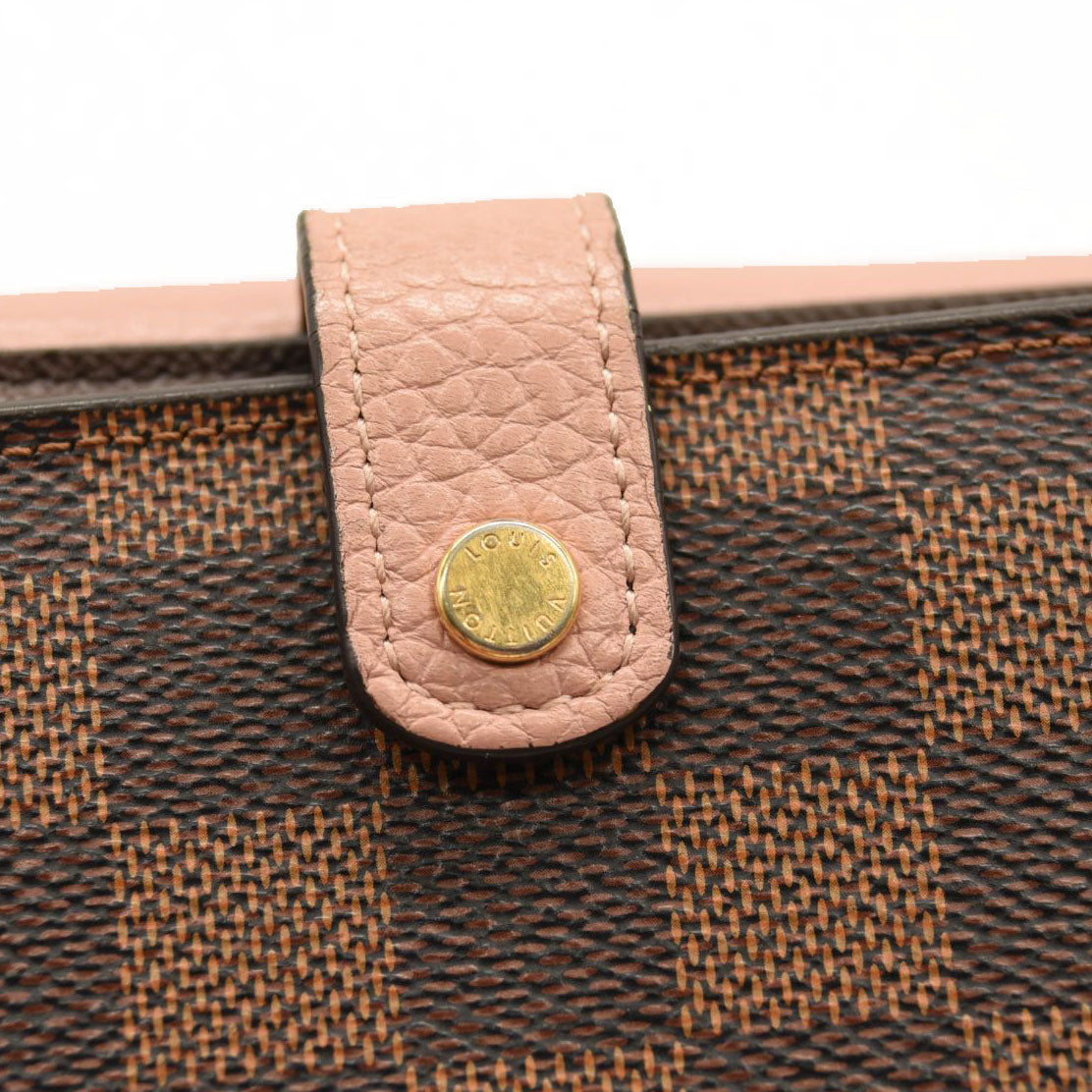 LOUIS VUITTON Damier Ebene Normandy Compact Wallet Pink
