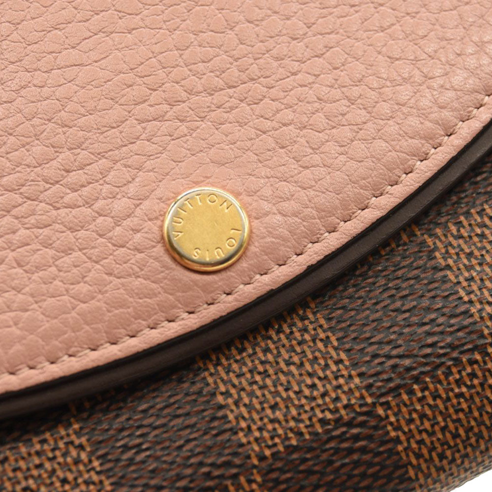 LOUIS VUITTON Damier Ebene Normandy Compact Wallet Pink