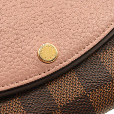 LOUIS VUITTON Damier Ebene Normandy Compact Wallet Pink