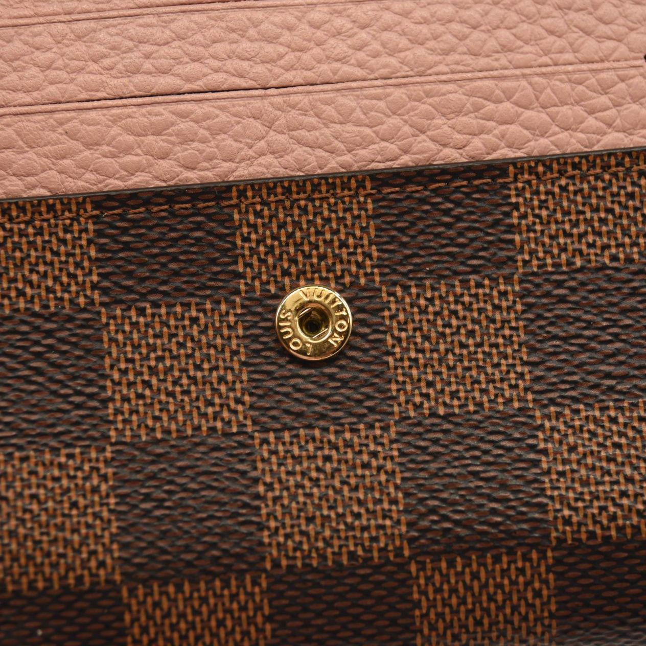 LOUIS VUITTON Damier Ebene Normandy Compact Wallet Pink