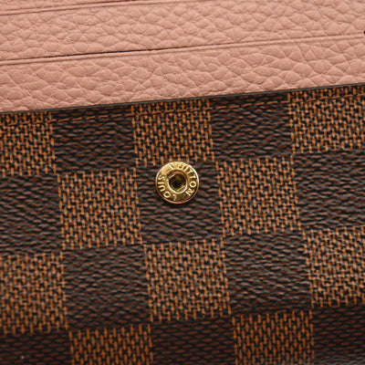 LOUIS VUITTON Damier Ebene Normandy Compact Wallet Pink
