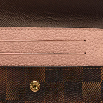 LOUIS VUITTON Damier Ebene Normandy Compact Wallet Pink