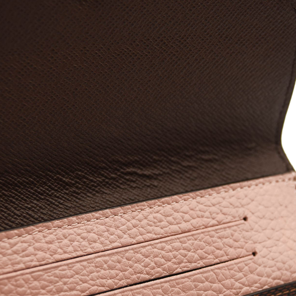 LOUIS VUITTON Damier Ebene Normandy Compact Wallet Pink