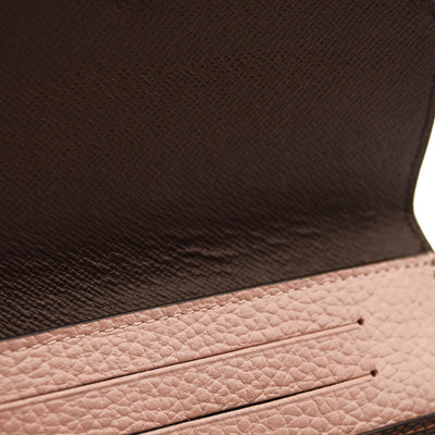 LOUIS VUITTON Damier Ebene Normandy Compact Wallet Pink