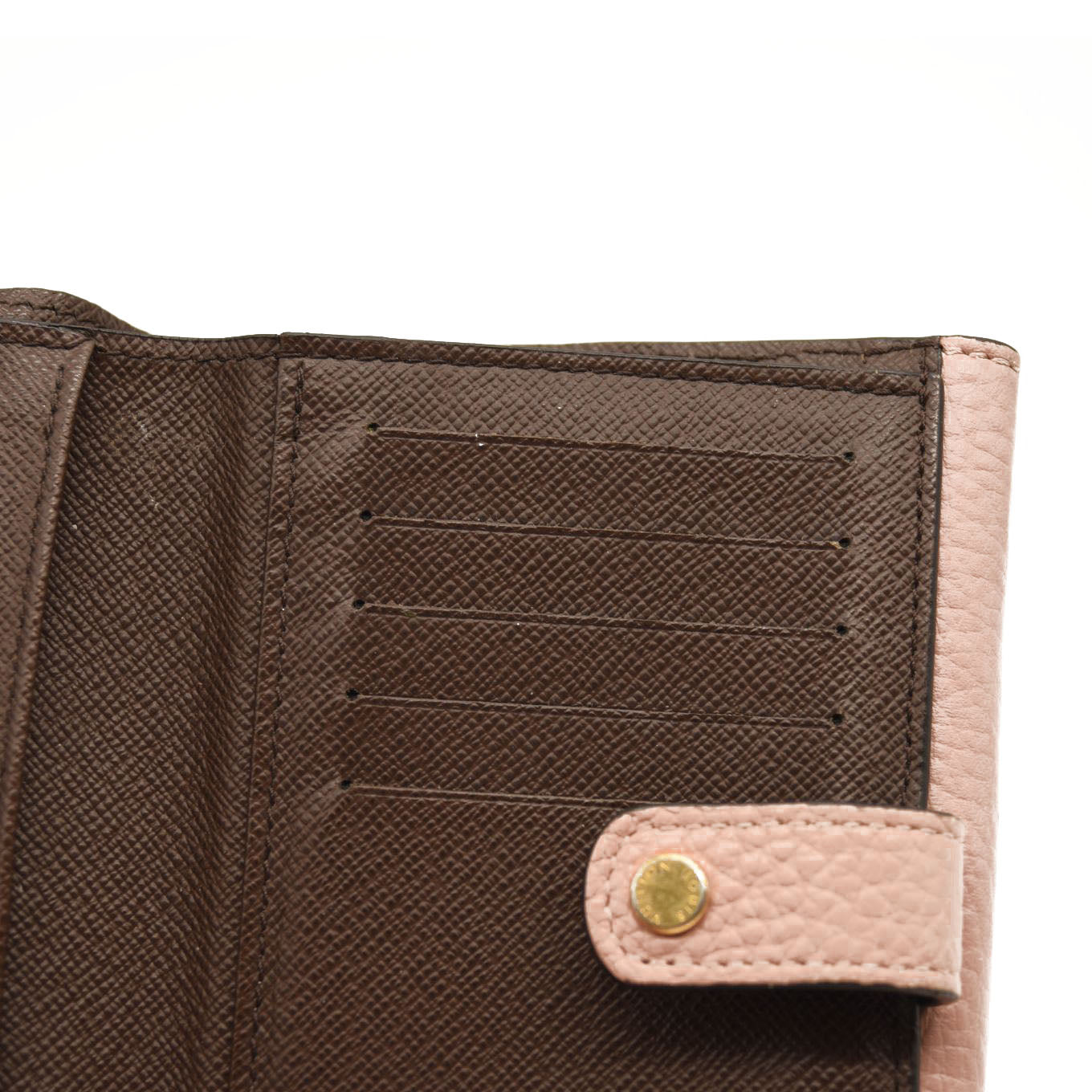 LOUIS VUITTON Damier Ebene Normandy Compact Wallet Pink